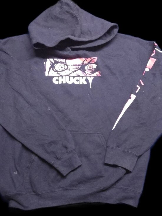 Chucky Other - VTG Chucky Hoodie Child’s Play Horror Movie Graphic Black Men’s M